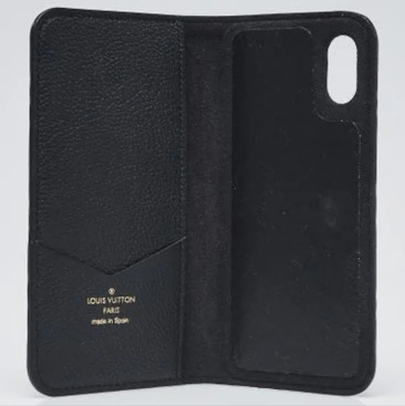 Louis Vuitton Black Leather Mono Folio Case Fits Most I Phones - Picture 4 of 9